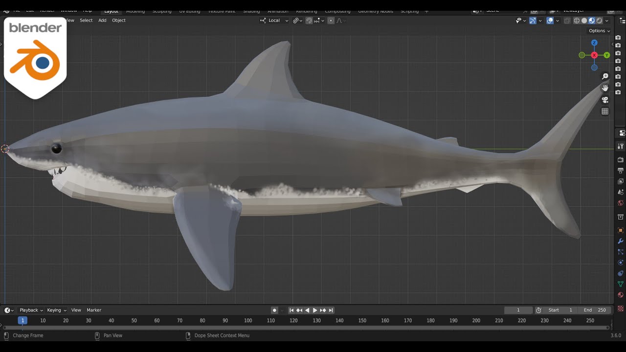 Great White Shark NO Rigged in Blender | 3D model