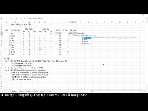Video Bài tập 3. Bảng kết quả học tập (Microsoft Excel 2016) - youtube