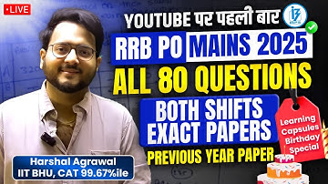 ✅ RRB PO Mains 2025 EXACT Paper Previous Year Quant 🔴 All 80 Questions From Both Shifts SOLVED !