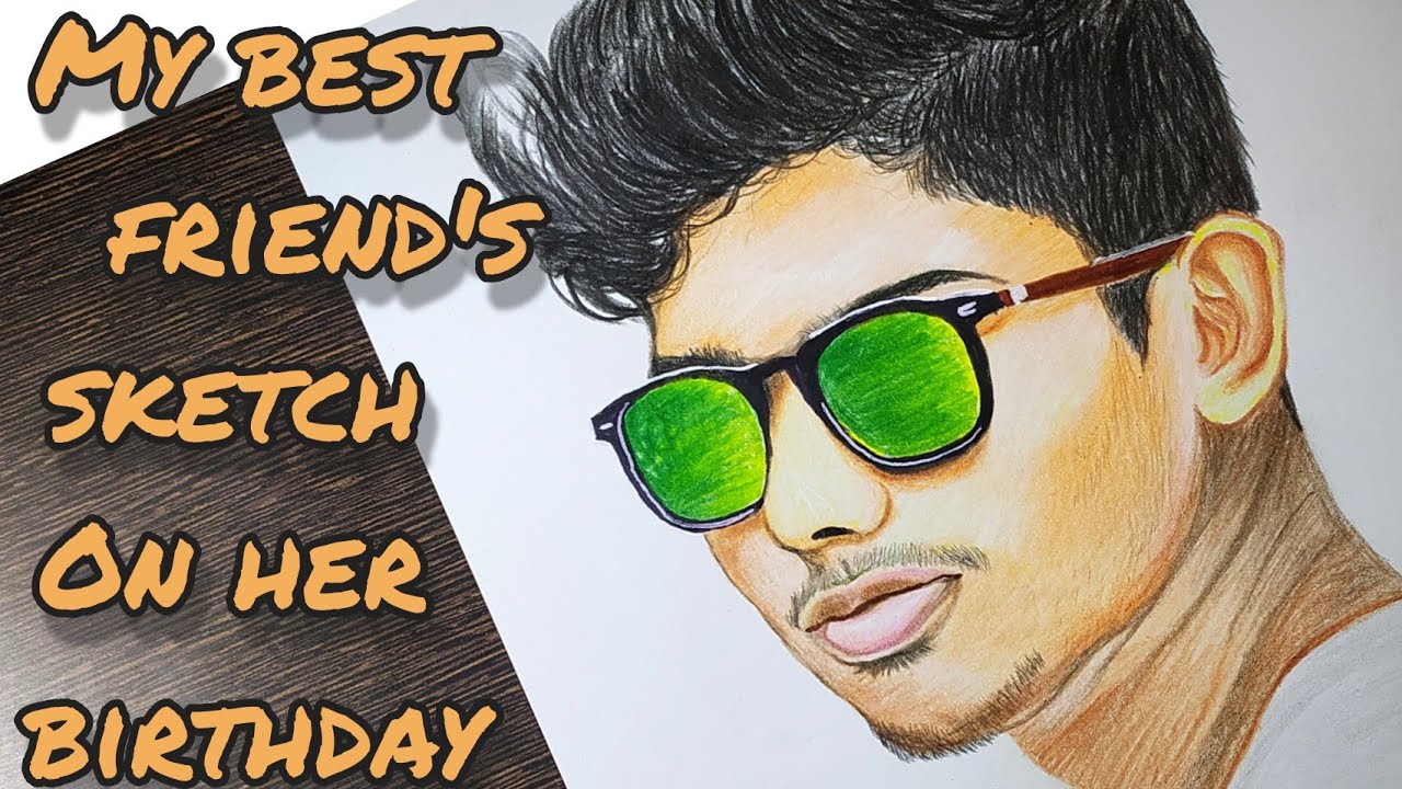 MY BEST FRIEND POTRAIT DRAWING . how to draw boy drawing. colour pencil ...