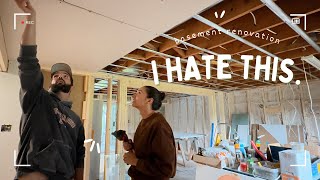 Testing our marriage by hanging drywall... | BASEMENT RENOVATION ep 7