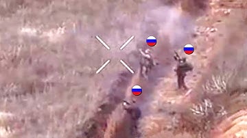 FPV Drones destroy Russian troops hiding inside a Anti-tank ditch.