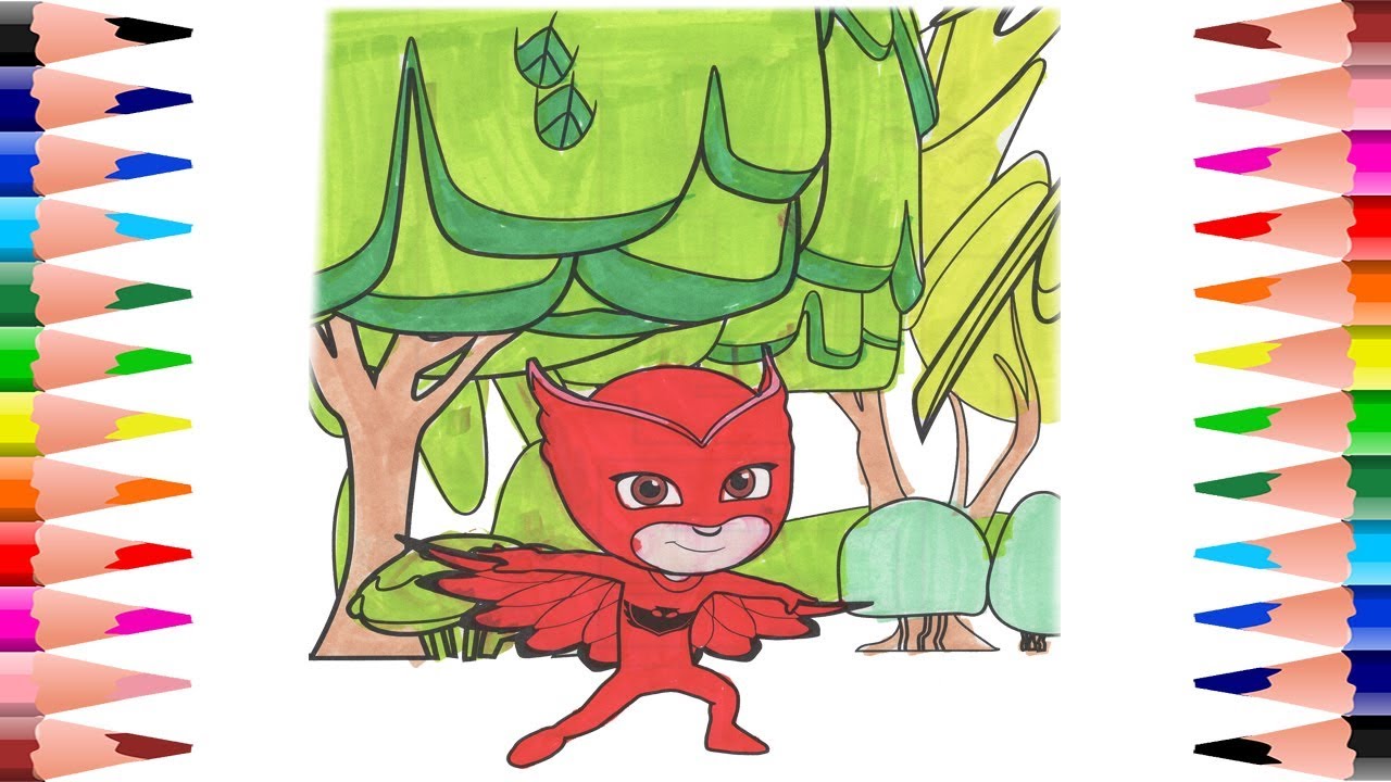 Painting Owlette from PJ Masks Coloring Book for Kids ...