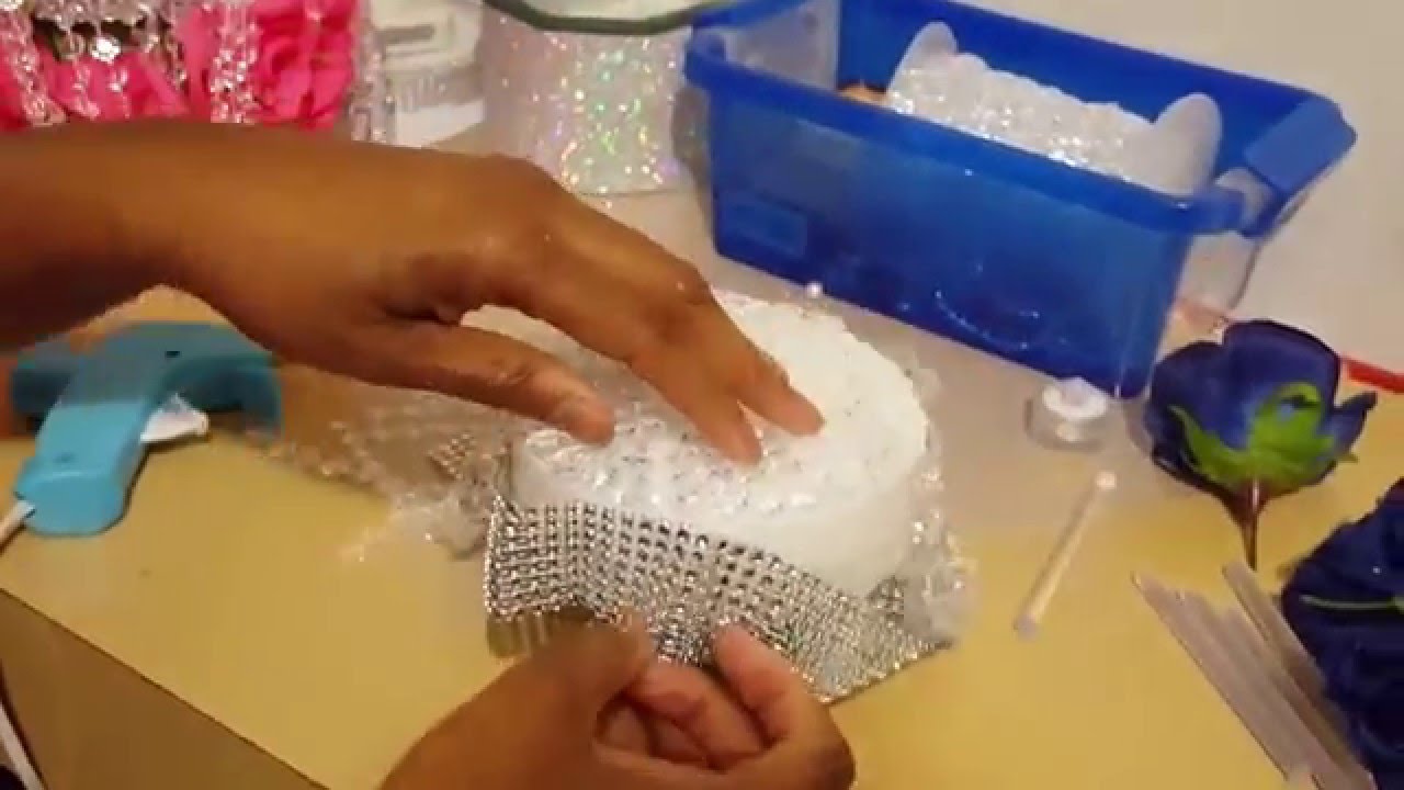 How To Make A Crystal Chandelier Centerpiece With Lights Youtube