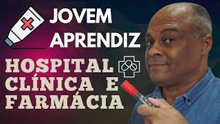 Jovem aprendiz em hospital farmácia e clínica médica