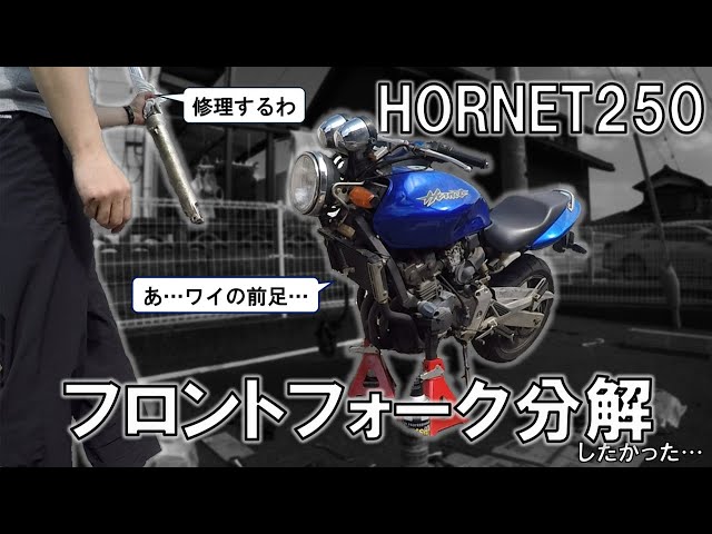 ヤフオクホーネットのフロントフォークを取り外す - YouTube