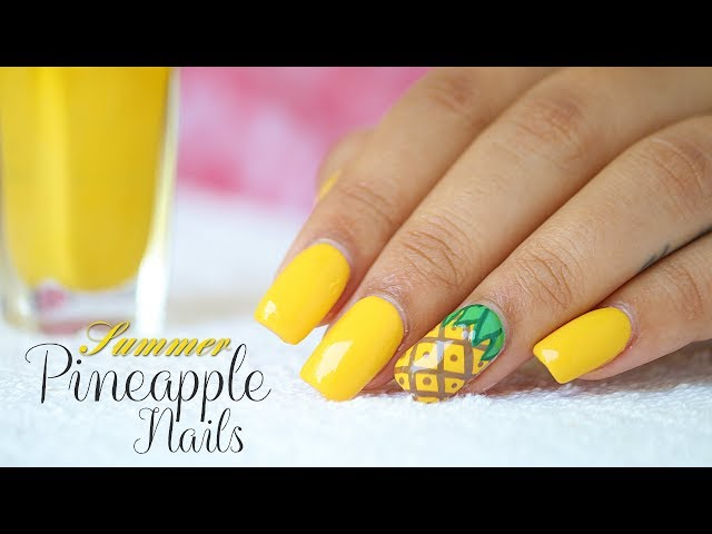 30 Cute Fall 2021 Nail Trends to Inspire You : Pineapple Nail Art on Mix  and Match Nude Color