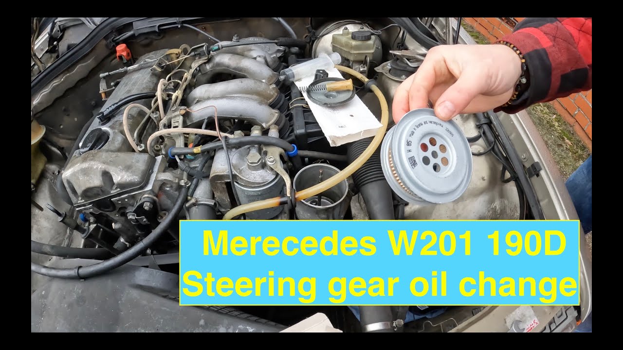 olaf's oldtimer. Repair. Mercedes W201 190 D. Steering gear oil and filter change.