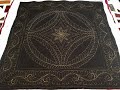 Wholecloth quilt with high contrast thread; Black and Gold Spreadcloth; Free Motion Custom Quilting