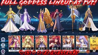 Saint Seiya: Awakening (KOTZ) - Full SS\/EX Goddess Lineup at PvP! 4 SS 2 EX (Vessels)!