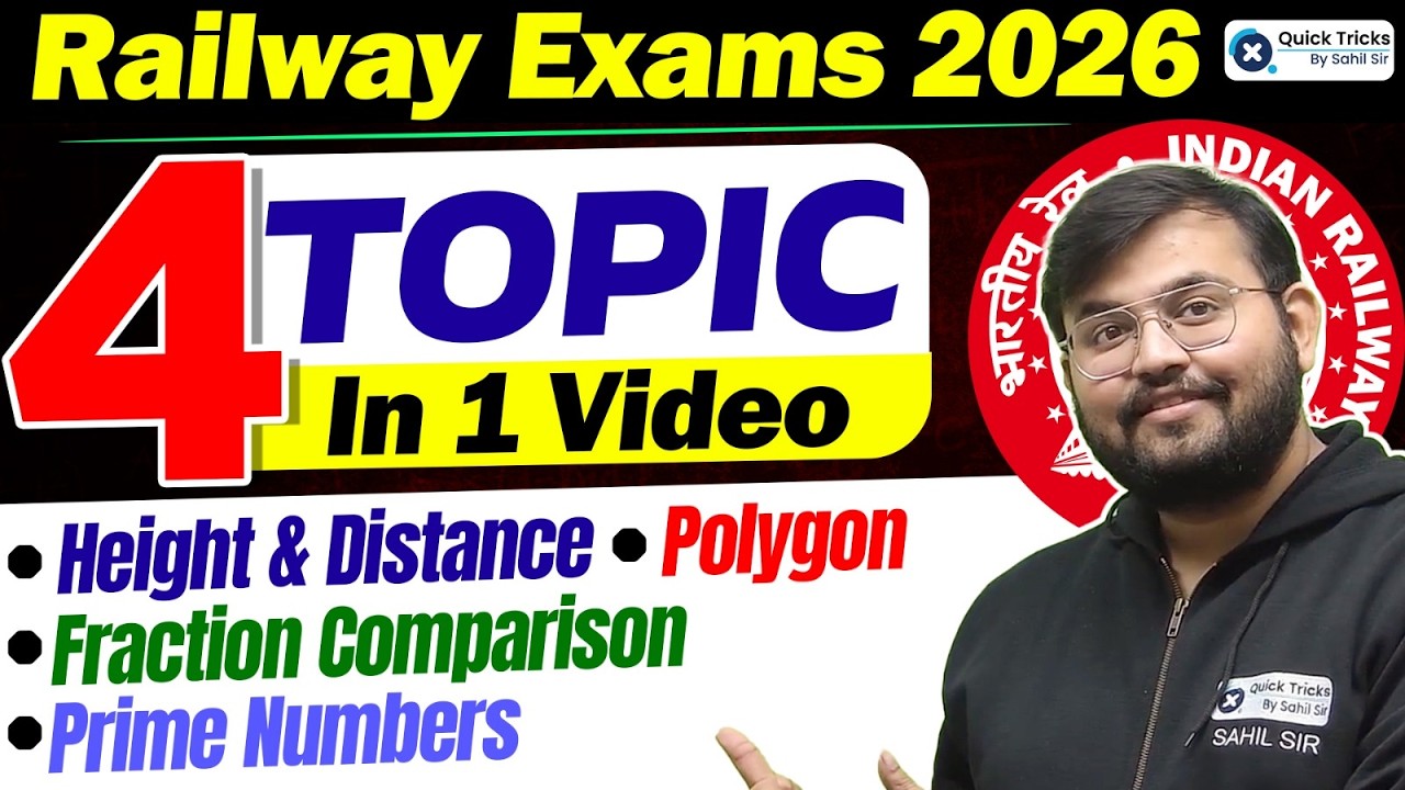 🚆Railway Exams 2026 | Maths 4 Important Topics in 1 Video🔥| Complete One Shot Revision 💯| Sahil sir