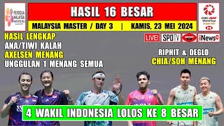 Hasil Lengkap 16 Besar Malaysia Master 2024 Hari Ini ~ ANA/TIWI Kalah ~ AXELSEN & CHIA/SOH Menang