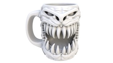 3D model of a monster mug. A collectible, emotional mug. Superhive, CGtrader, Cults3d (no sound)