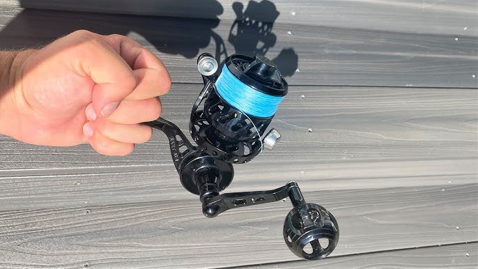 How to cast a bailess reel Van Staal VS150 spinning fixed spool full  demonstration with slow motion 