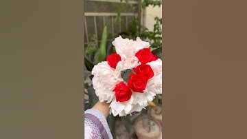 DIY Tissue paper flower I How to make carnation flower #paperflowertutorial #diypaperflower #craft
