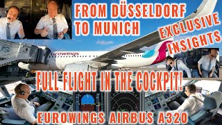 AIRBUS COCKPIT FULL FLIGHT  DÜSSELDORF 🇩🇪 (DUS) TO MUNICH 🇩🇪  (MUC)! | IN REALTIME! | 5 CAMERAS!