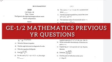 GE- MATH QUESTION// GENERIC ELECTIVE MATHEMATICS QUESTIONS FOR ALL ODISHA UNIVERSITY AND COLLEGE