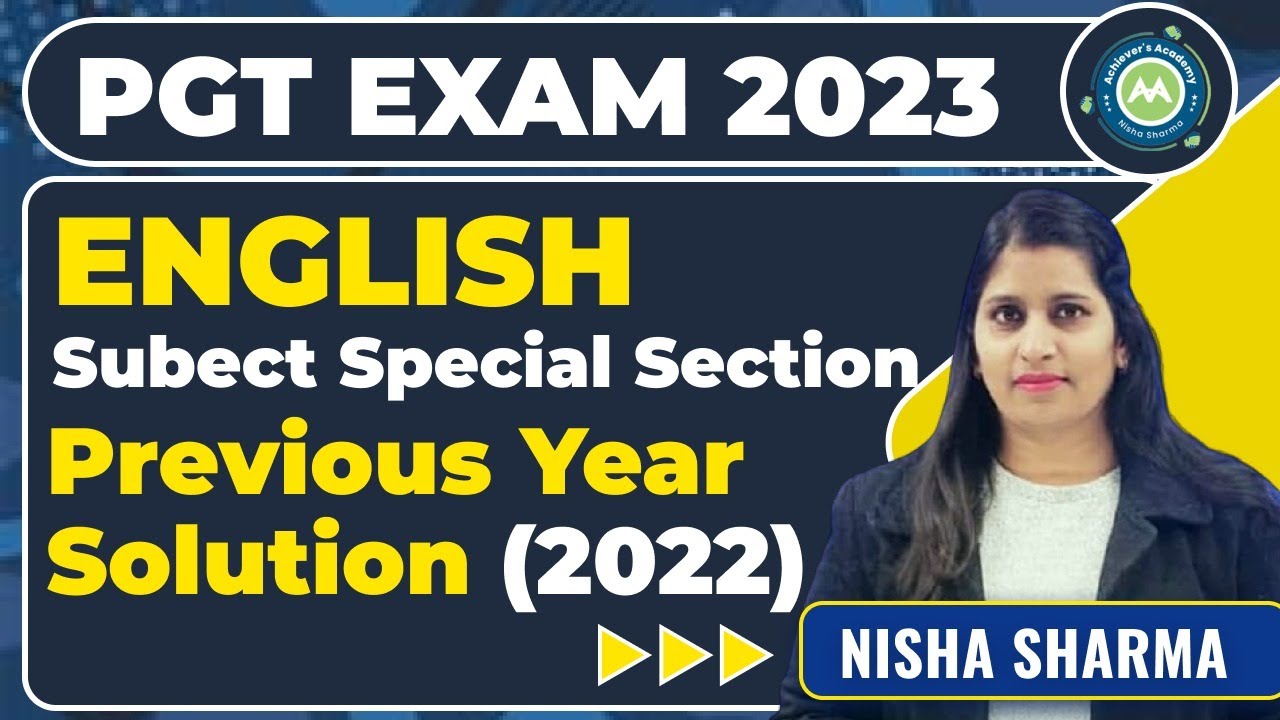 Htet PGT ENGLISH Previous Paper 2022 Solution ||   Pgt English BY NISHA SHARMA || Subject Specific |