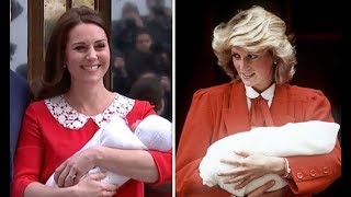 Kate Middleton channels Diana in stunning red dress as she leaves hospital with baby son