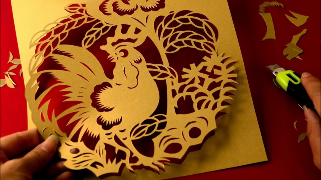 Paper Cutting Rooster [Progress] - YouTube