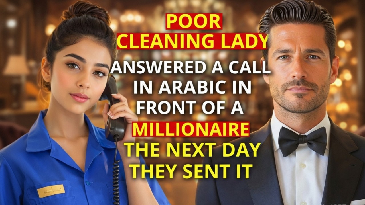 POOR CLEANING LADY ANSWERED A CALL IN ARABIC IN FRONT OF A MILLIONAIRE — THE NEXT DAY...