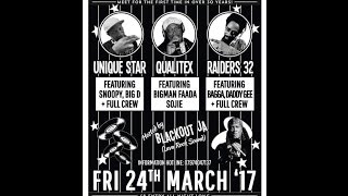 Raiders 32 (est.1983)v qualitex (est.1987)v unique star (est. 1978) :
clash held at the black swan, bristol, uk on 24.03.2017..............
this was a dubpla...