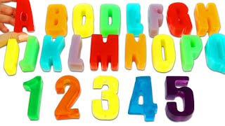 Kids Learning Alphabet ABC's & Counting Numbers While Making DIY Rainbow Gummy Candy Shapes!