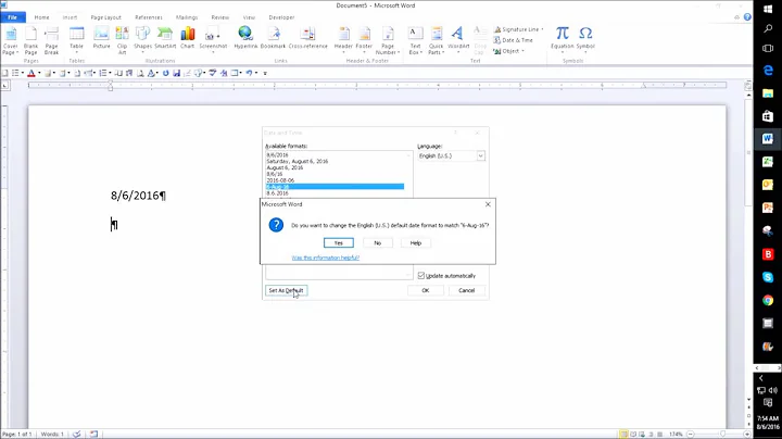 Change the Date Format and Style Default in Word