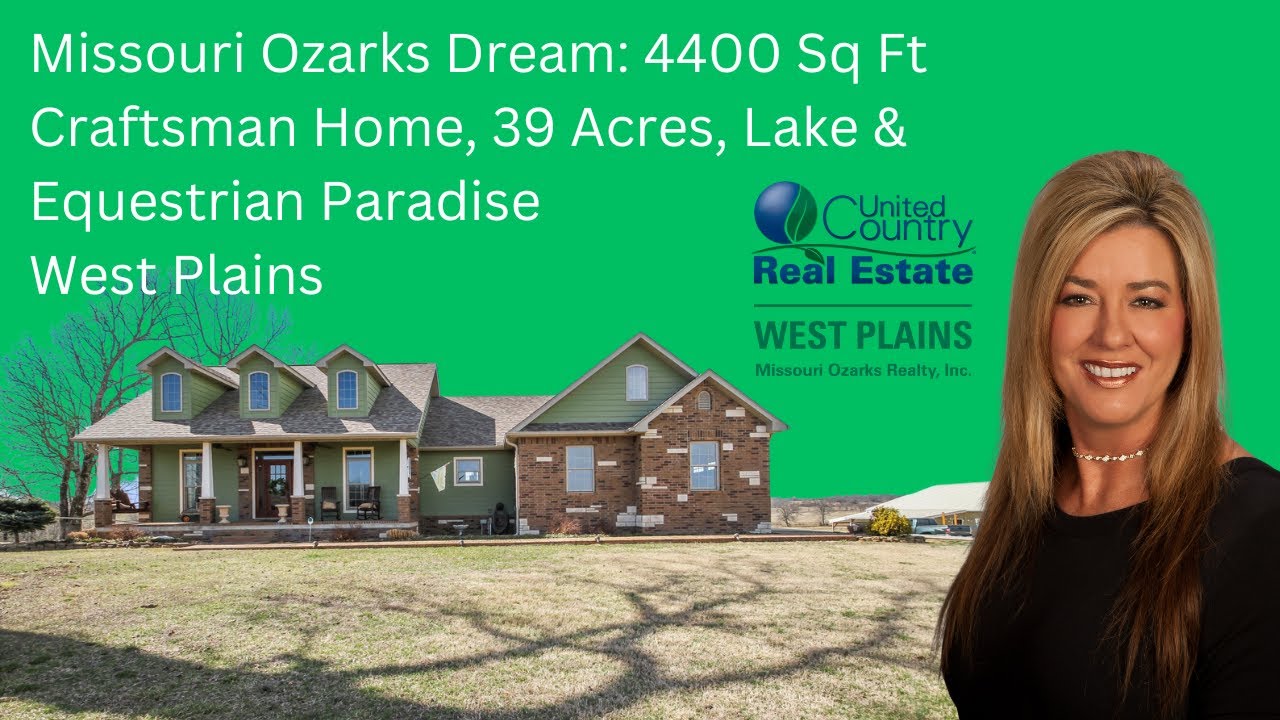 MO Ozarks Dream 4400 Sq Ft Craftsman Home, 39 Acres, Lake & Equestrian