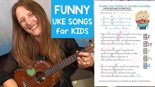 Oodles of Noodles Song kids UKULELE songs with Chord Chart // EASY KIDS Ukulele //Ukulele TEACHER