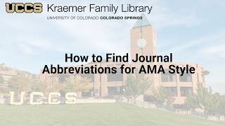 How to Find Journal Abbreviations for AMA Style