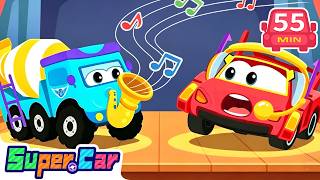 Trucks Form A Music Band 🎸 | Fun Musical Break Story | Rescue Car & Kids Cartoons | SuperCar
