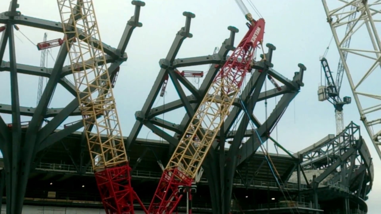 Tottenham's new stadium 23/12 South Stand takes shape with the diagrid sections installed