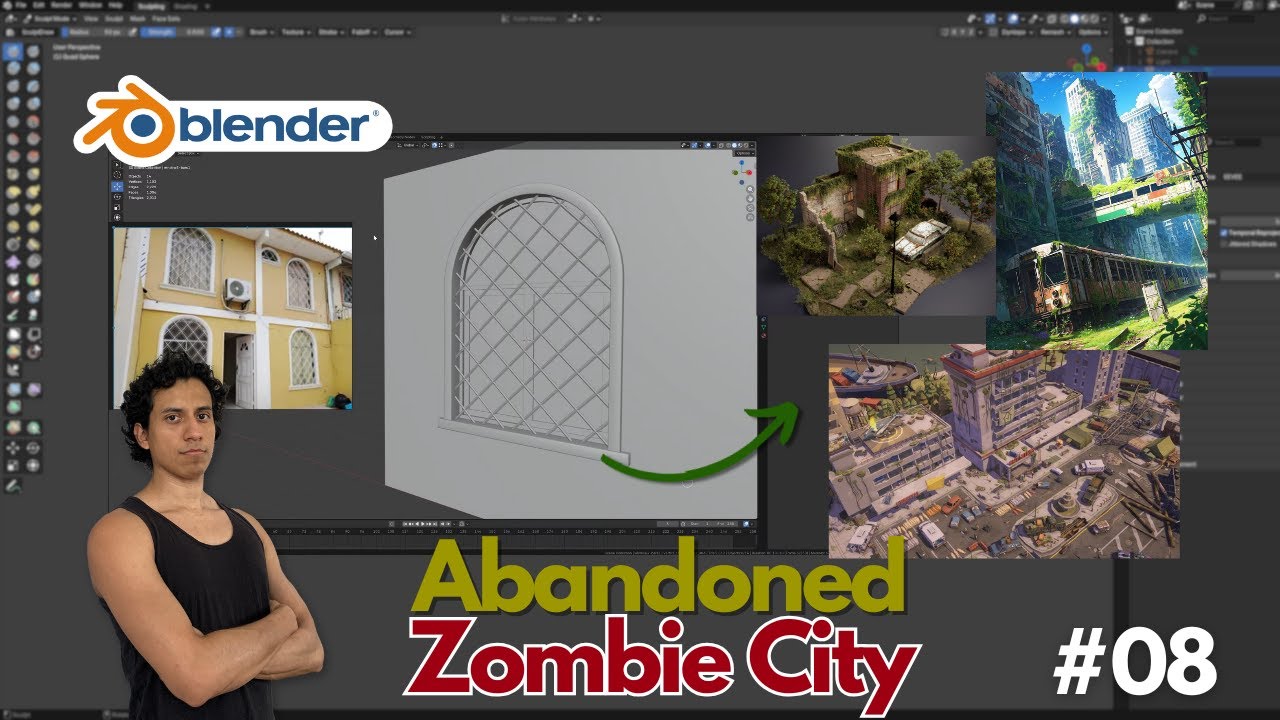 (Day 8) Blender 3D: Abandoned Zombie City - Bars for other windows variations