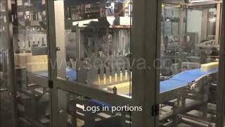 Decoupe meules 100kg portions 200g - Cutting line from primary big blocks to end small portions