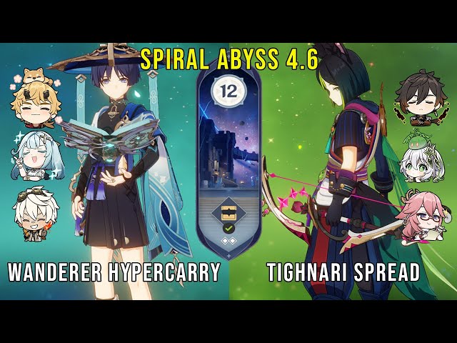 C1 Wanderer Hypercarry and C1 Tighnari Spread | Genshin Impact Abyss 4.6 Floor 12 9 Stars class=