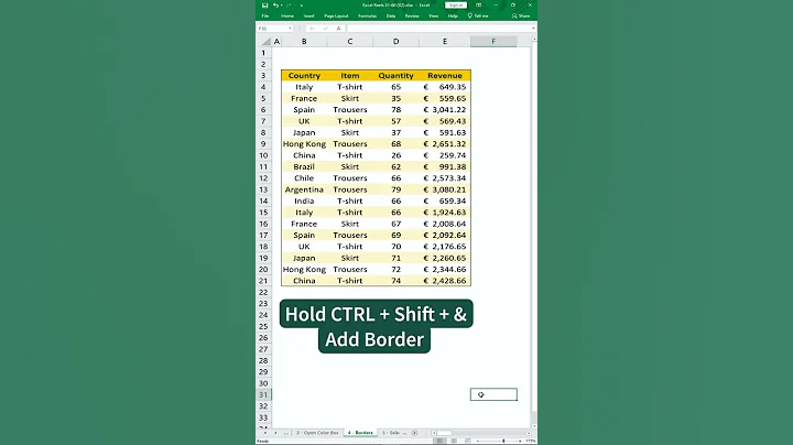 Excel Tips & Tricks | Shortcuts | Borders | #Shorts
