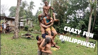 CRAZY FUN FILIPINO FIESTA BAMBOO POLE CLIMBING... (Foreigners Failed In The Philippines)