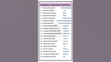 "Top 20 Computer Questions for Exams | #ComputerGK #GKShorts #Shorts 💻"