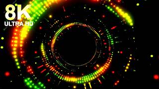 8K Abstract Sci-Fi Cyberpunk Digital Technology Background with Circular Equalizer Lights