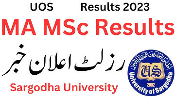 MA MSc Results 2023 Sargodha University | MA Results 2023 UOS | MSc Results 2023 UOS