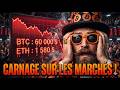 ⚠️ BAIN DE SANG SUR LES CRYPTOS : Le Bitcoin s'écrase à 60 000 $, l'Ethereum s'écroule à 1 500 $ !