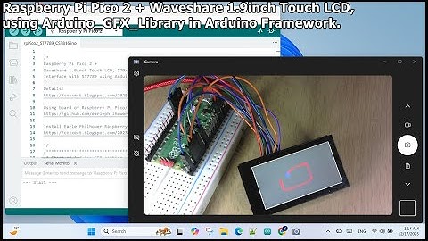 Raspberry Pi Pico 2 + Waveshare 1.9inch Touch LCD, using Arduino_GFX_Library in Arduino Framework.