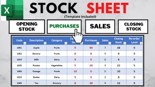Creating a Simple Stock Sheet Template in Excel With Navigation Bar | Inventory Management