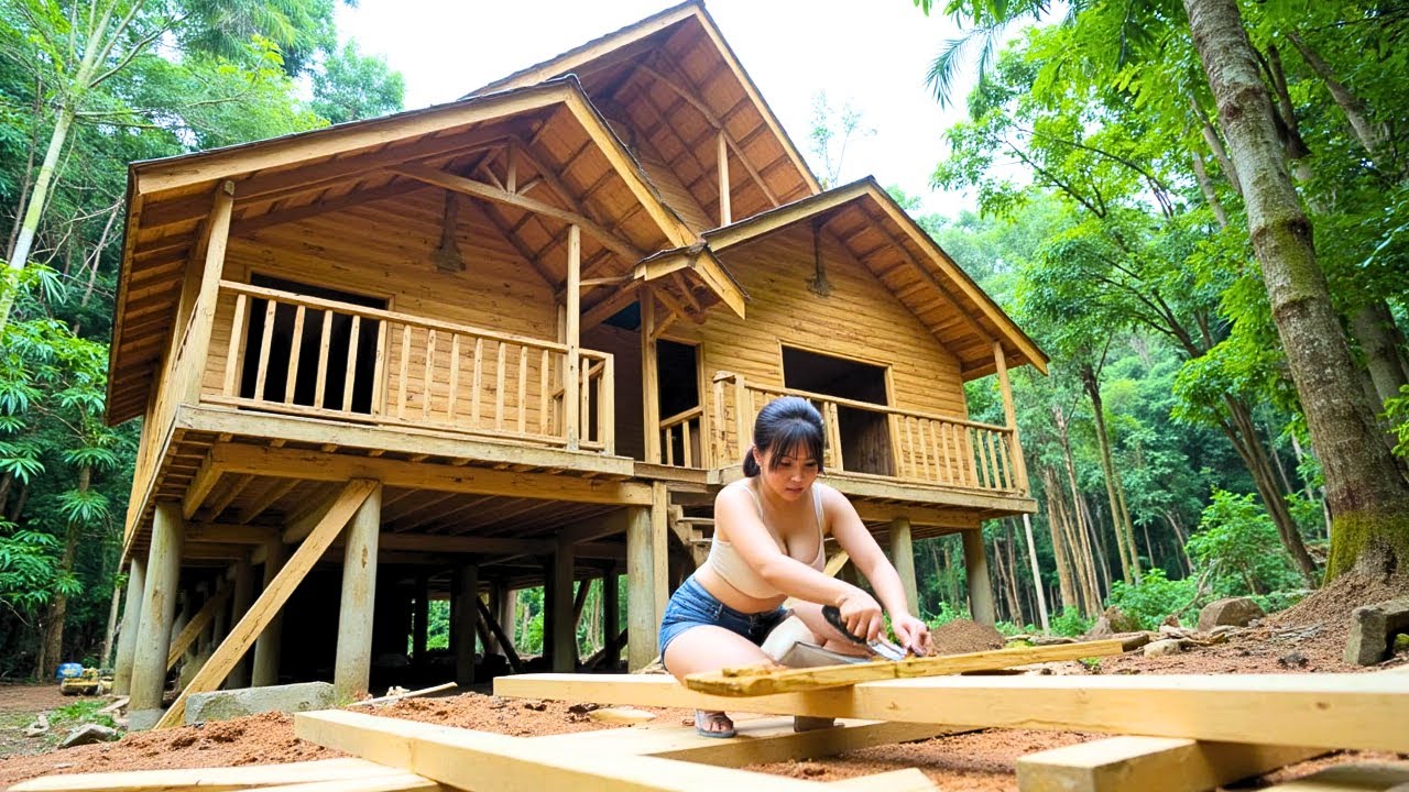 60 Days of Strength and Survival - Solo Cabin Build by 17-Year-Old Single Mother/ Full Video