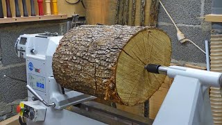 100+ STITCHES!  The biggest log I ever turned  Woodturning