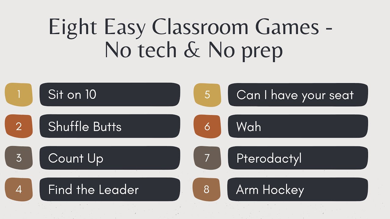 Eight easy classroom games no tech and no prep youtube