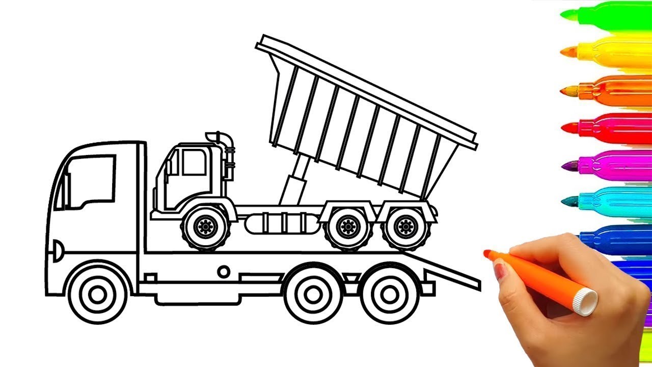 How to Draw Dump truck coloring pages w Learn Color Drawing, car and