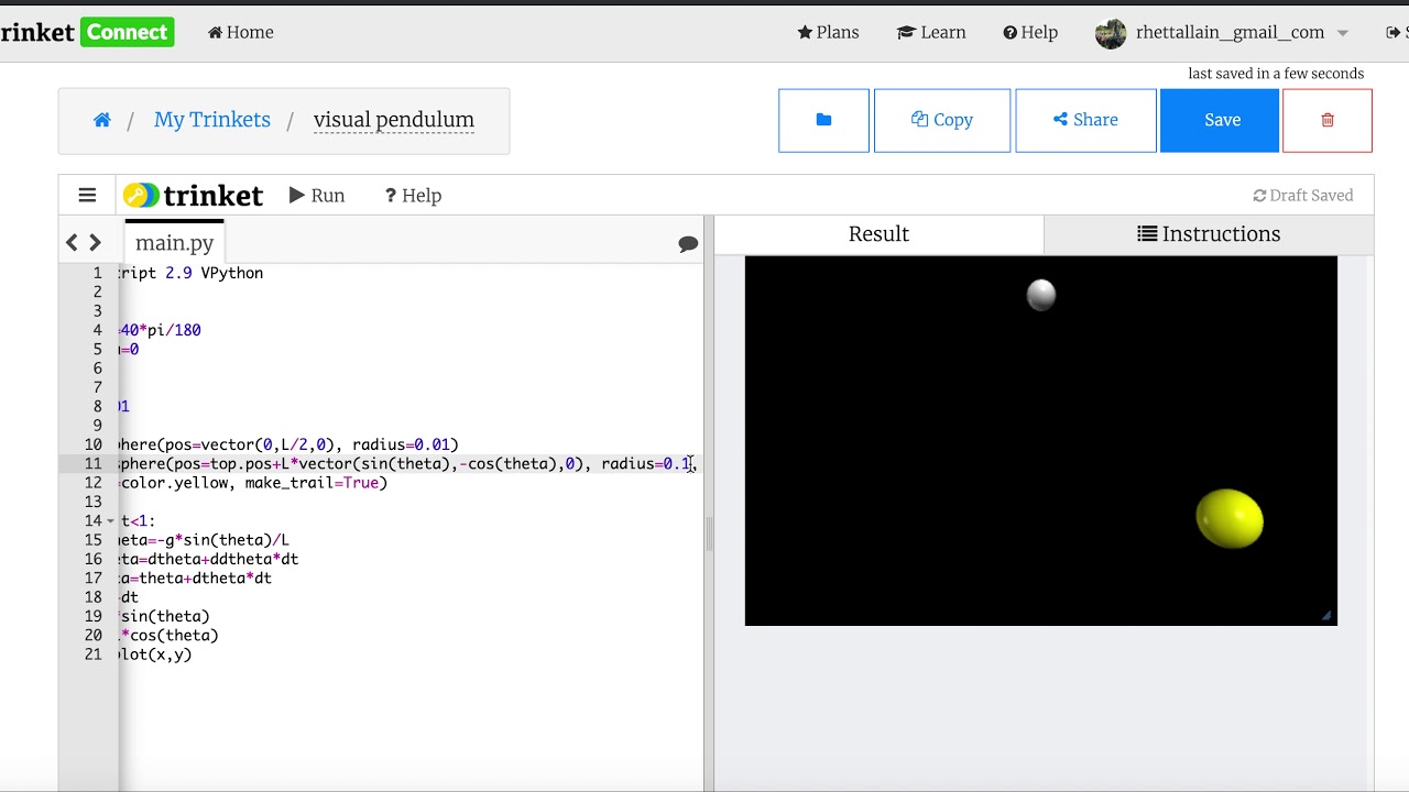 Making a visual model of a pendulum with python - YouTube