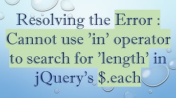 Resolving the Error : Cannot use 